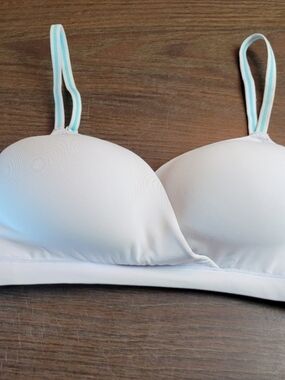 Kindly Yours Pastel Blue Padded Bra with Striped Adjustable Straps Medium